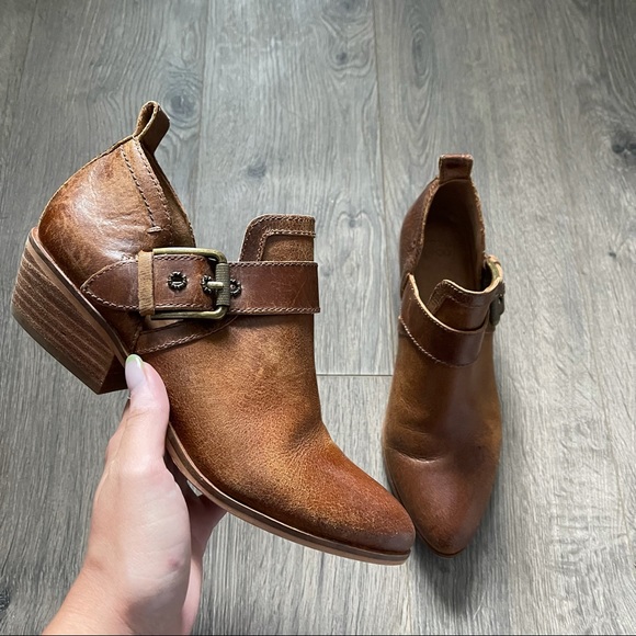 Frye Shoes - FRYE Rubie Moto Slip-On Cognac Bootie